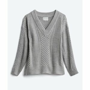 Olive & Oak Zonny Knit Fizzy Sleeve Detail Pullover Gray Sweater Sz.S